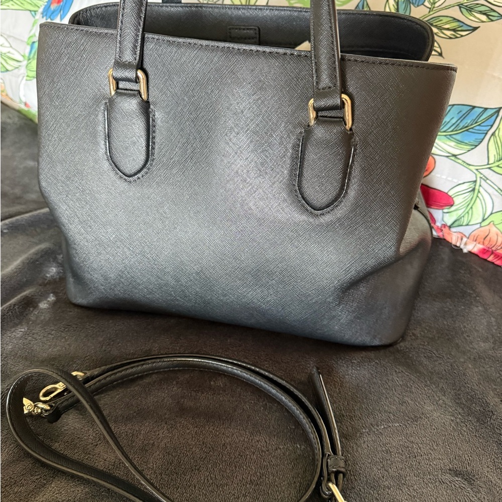 Kate Spade Black Leather Top handle tote /  crossbody - Laurel Way Evangeline - Picture 4 of 9